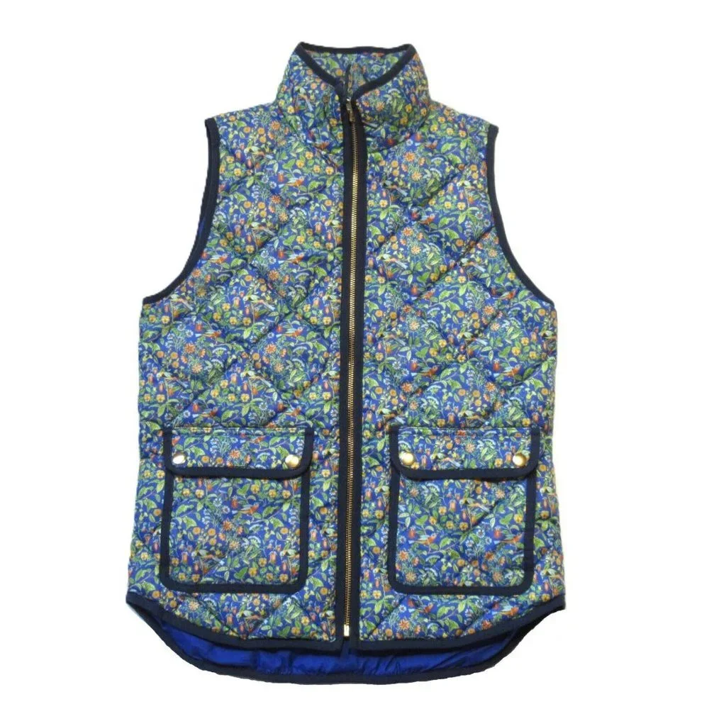 NWT J.Crew Excursion Vest in Catebsy Liberty Floral Bird Down Fill Quilted XS